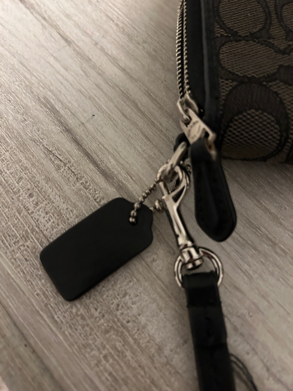 Coach Signature Canvas Double Zip Wristlet with Black Trim - Picture 3 of 7